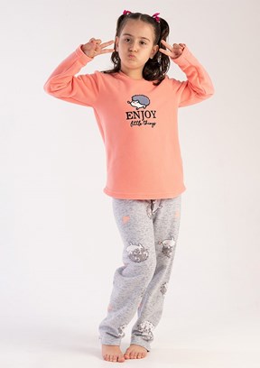 VİENETTA - 3030420275 Kız Çocuk Turuncu Pijama Takımı