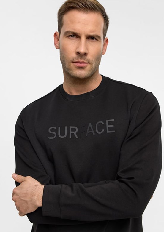 SÜVARİ - SW2013700023 Erkek Siyah Baskılı Sweatshirt