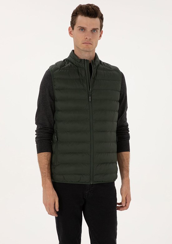 PİERRE CARDİN Erkek Yeşil Basic Yelek