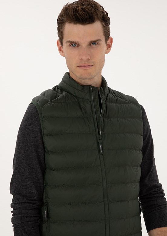 PİERRE CARDİN Erkek Yeşil Basic Yelek