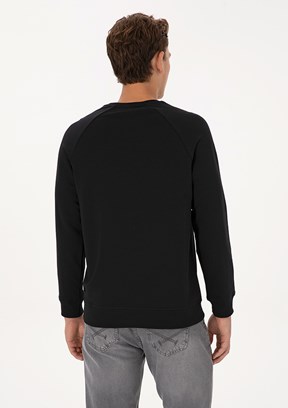 US POLO ASSN Erkek Siyah Basic Sweatshirt