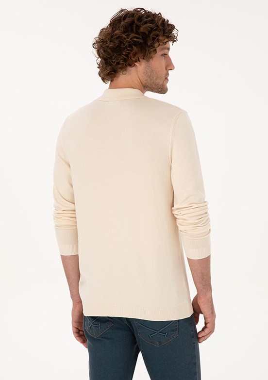 US POLO ASSN Erkek Beyaz Slim Kazak