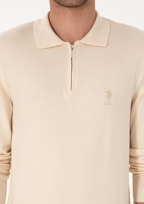 US POLO ASSN Erkek Beyaz Slim Kazak