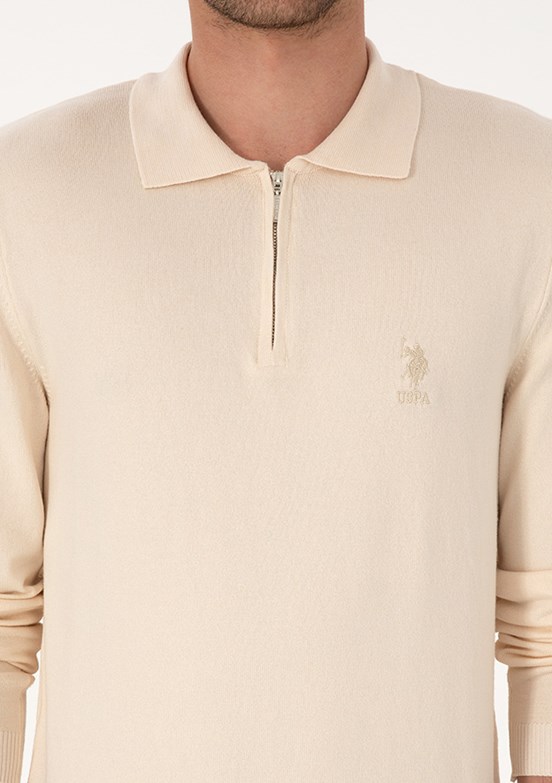 US POLO ASSN Erkek Beyaz Slim Kazak