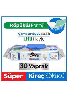 SLEEPY Easy Clean Süper Kireç Sökücü Yüzey Temizlik Havlusu&Mendili 30 Yaprak