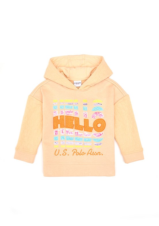 US POLO ASSN Kız Çocuk Turuncu Cropped Sweatshirt