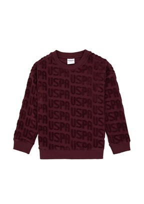 US POLO ASSN Erkek Çocuk Bordo Cropped Sweatshirt