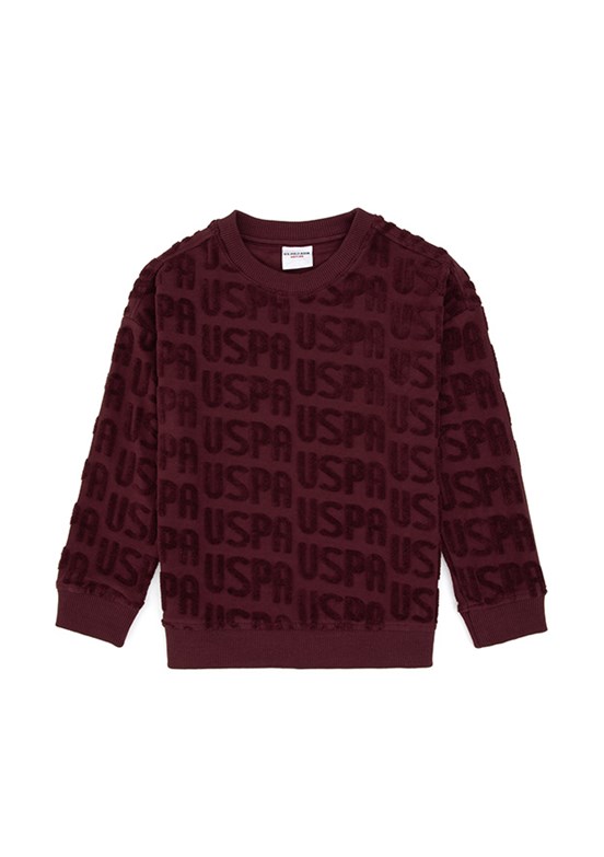 US POLO ASSN Erkek Çocuk Bordo Cropped Sweatshirt