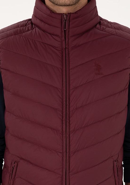 US POLO ASSN Erkek Bordo Slim Yelek