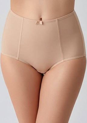 NEW BRA - 3693040000 Kadın Bej Tül Detaylı Yüksek Bel Korseli Külot