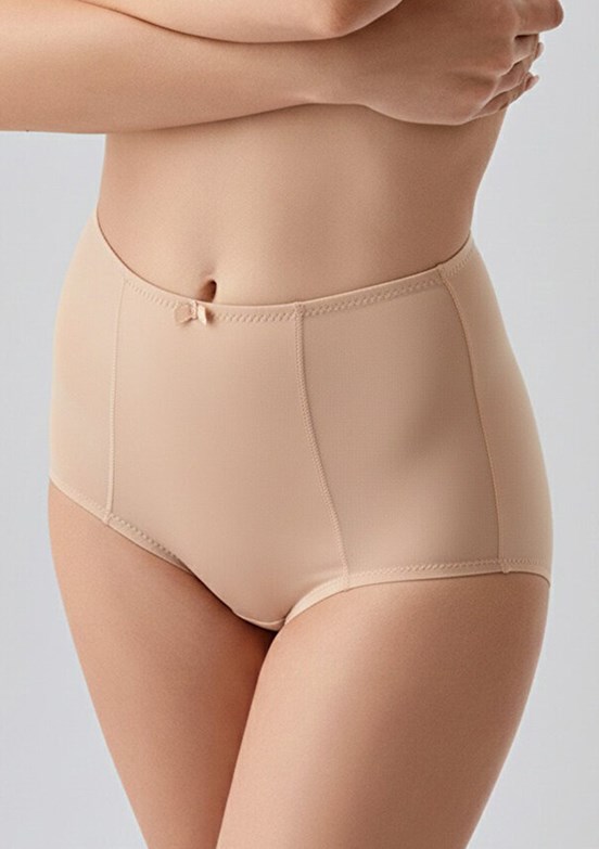NEW BRA - 3693040000 Kadın Bej Tül Detaylı Yüksek Bel Korseli Külot