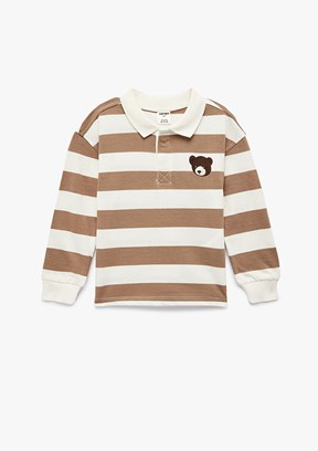 KOTON - 6WMB10124TK Erkek Bebek Beyaz Polo Yaka Sweatshirt