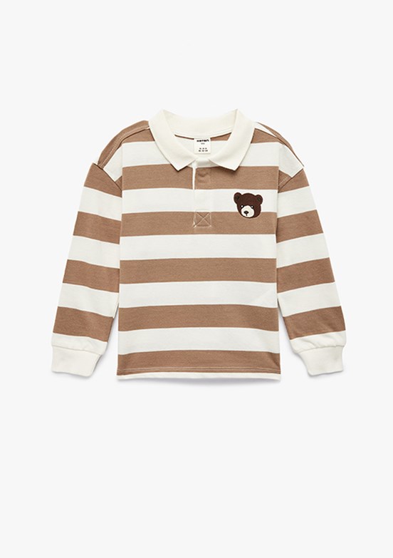 KOTON - 6WMB10124TK Erkek Bebek Beyaz Polo Yaka Sweatshirt