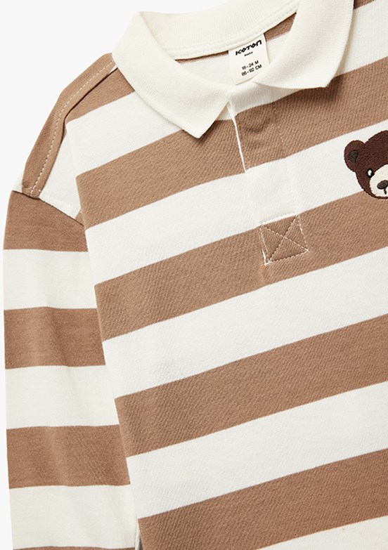 KOTON - 6WMB10124TK Erkek Bebek Beyaz Polo Yaka Sweatshirt