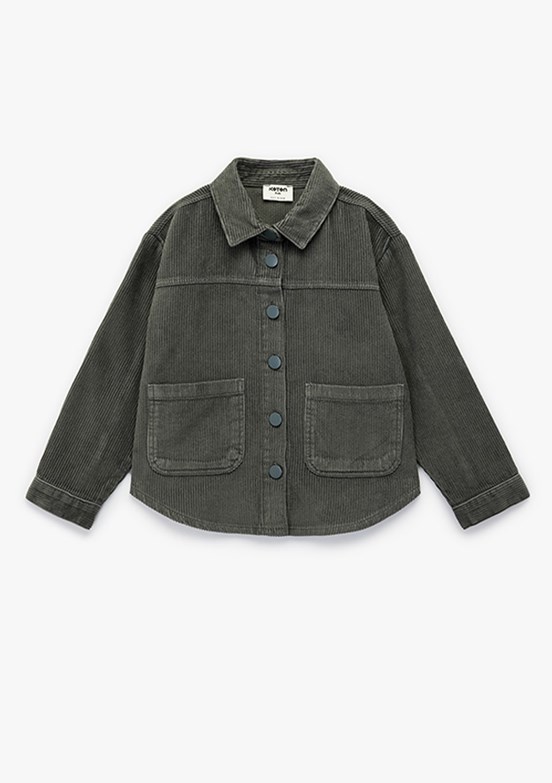 KOTON - 6WKG60019AW Kız Çocuk Gri Oversize Gömlek