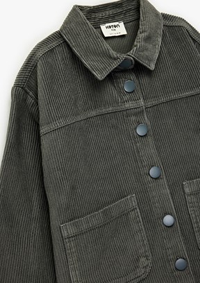 KOTON - 6WKG60019AW Kız Çocuk Gri Oversize Gömlek