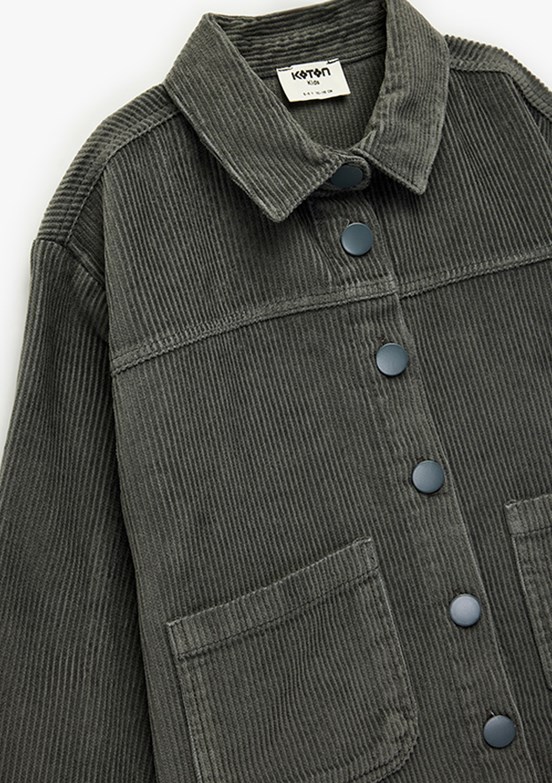 KOTON - 6WKG60019AW Kız Çocuk Gri Oversize Gömlek