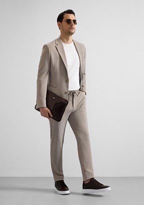 SÜVARİ - TK1006900381 Erkek Kahverengi Slim Takım Elbise
