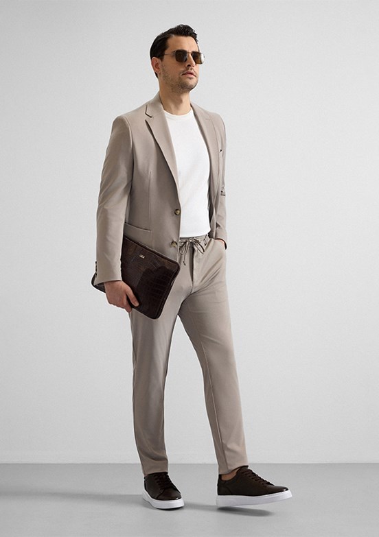 SÜVARİ - TK1006900381 Erkek Kahverengi Slim Takım Elbise