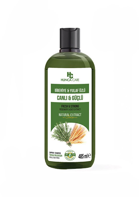 HUNCA CARE Biberiye ve Yulaf Özlü Şampuan Güçlü Saçlar ve Hızlı Saç Uzamasına Yardımcı 485 ML