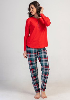 VİENETTA - 5032290424 Kadın Kırmızı Pijama Takımı