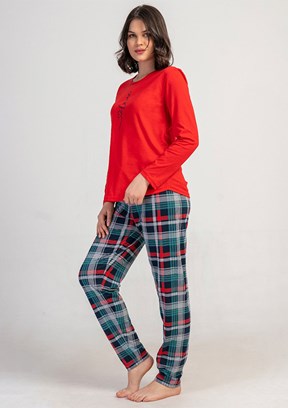 VİENETTA - 5032290424 Kadın Kırmızı Pijama Takımı