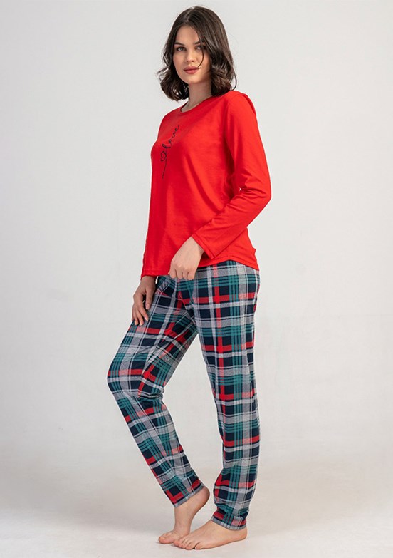 VİENETTA - 5032290424 Kadın Kırmızı Pijama Takımı