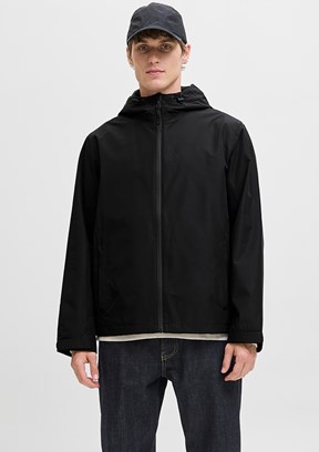 JACK&JONES JJEFLYNN FUNCTIONA - 12278842 Erkek Siyah Fermuarlı Kapşonlu Mont