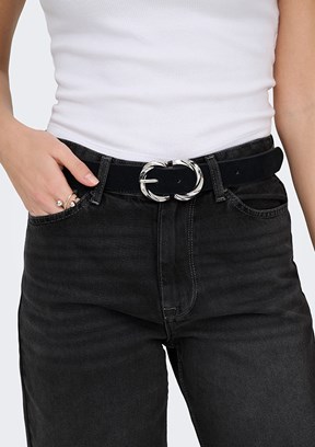 ONLY - 15346244 Kadın Siyah Geniş Kesim Yüksek Bel Jean Pantolon