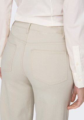 ONLY - 15310632 Kadın Beyaz Geniş Kesim Normal Bel Jean Pantolon
