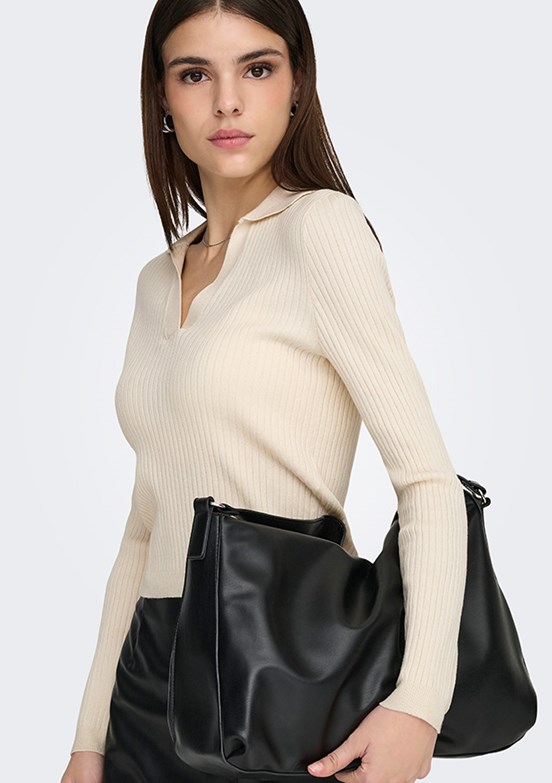 ONLY - 15344841 Kadın Çok Renkli Polo Yaka Kazak