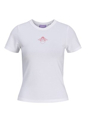 JJXX - 12290744 Kadın Beyaz Bisiklet Yaka T-Shirt