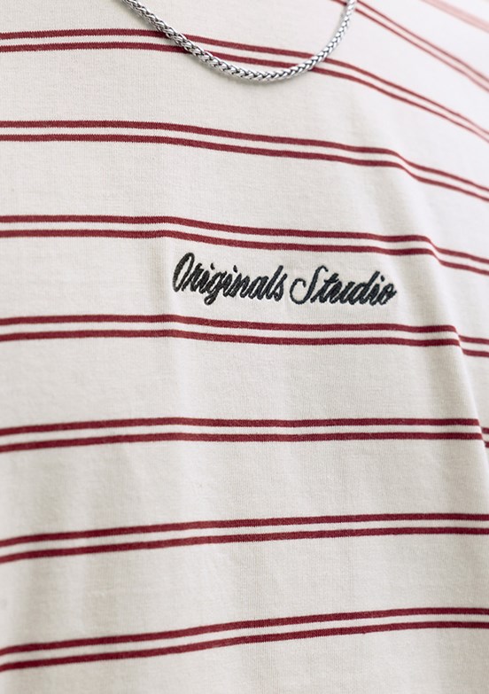 JACK&JONES JORNORREBRO STRIPE TEE SS - 12291021 Erkek Çok Renkli Bisiklet Yaka T-Shirt