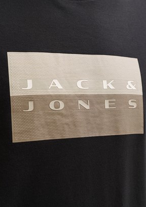 JACK&JONES JCOFUSION DOTS PRINT TEE SS CREW - 12289863 Erkek Siyah Baskılı T-Shirt
