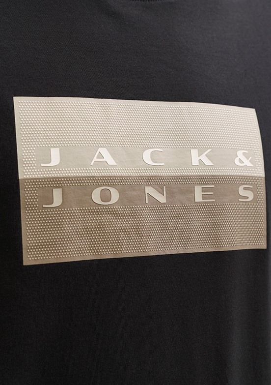 JACK&JONES JCOFUSION DOTS PRINT TEE SS CREW - 12289863 Erkek Siyah Baskılı T-Shirt