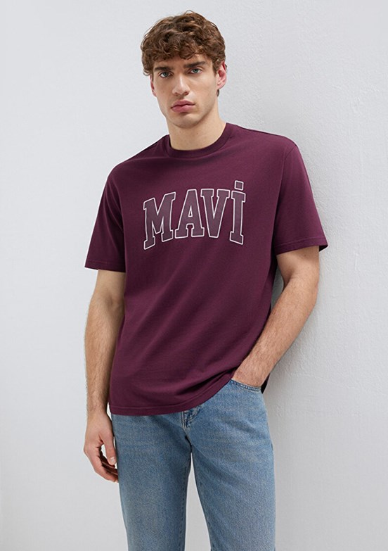 MAVİ - M0611711-70434 Erkek Bordo Baskılı T-Shirt