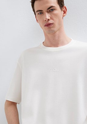 MAVİ - M0613102-80194 Erkek Beyaz Baskılı T-Shirt