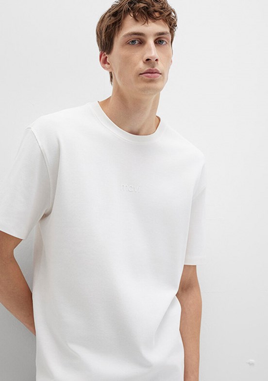 MAVİ - M0613102-80194 Erkek Beyaz Baskılı T-Shirt