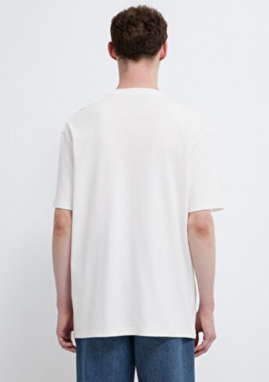 MAVİ - M0613102-80194 Erkek Beyaz Baskılı T-Shirt