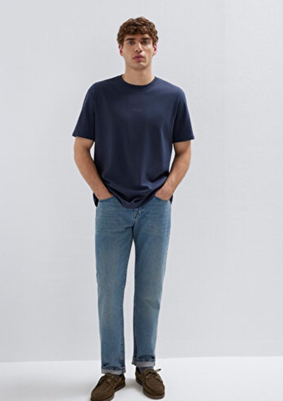MAVİ - M0613102-85315 Erkek Mavi Baskılı T-Shirt