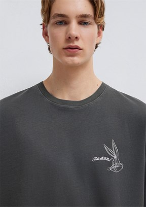 MAVİ Bugs Bunny - M0613202-900 Erkek Siyah Baskılı T-Shirt