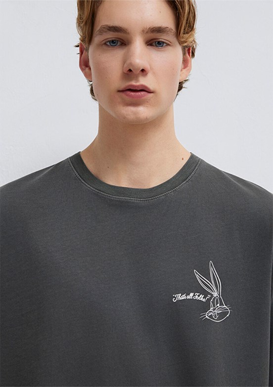 MAVİ Bugs Bunny - M0613202-900 Erkek Siyah Baskılı T-Shirt
