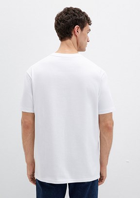 MAVİ - M0611596-620 Erkek Beyaz Bisiklet Yaka T-Shirt