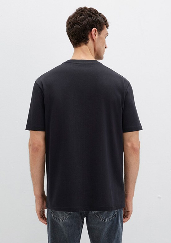 MAVİ - M0611596-900 Erkek Siyah Bisiklet Yaka T-Shirt