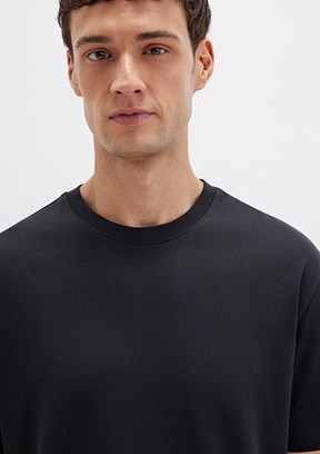 MAVİ - M0611596-900 Erkek Siyah Bisiklet Yaka T-Shirt