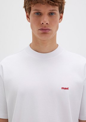 MAVİ - M0612216-620 Erkek Beyaz Baskılı T-Shirt