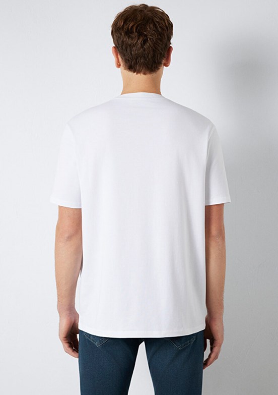 MAVİ - M0613199-620 Erkek Beyaz Kısa Kol T-Shirt