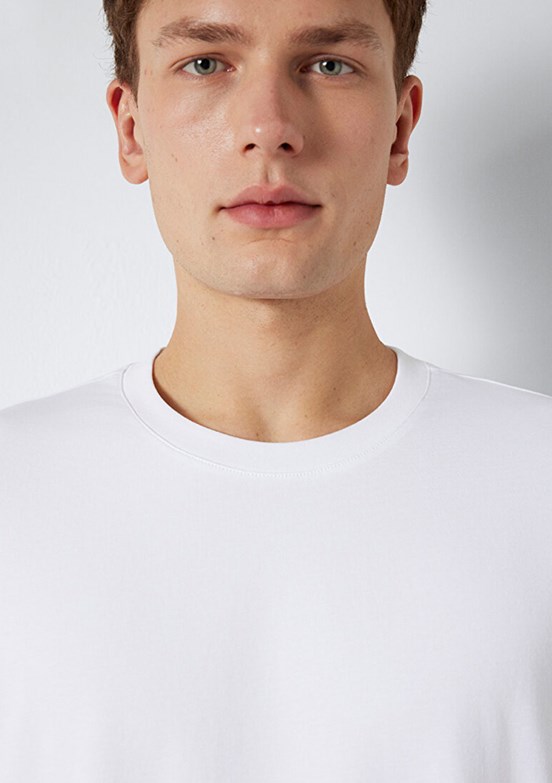 MAVİ - M0613199-620 Erkek Beyaz Kısa Kol T-Shirt