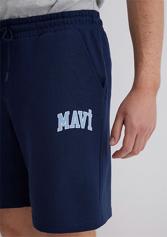 MAVİ - M0410224-70497 Erkek Lacivert Baskılı Şort
