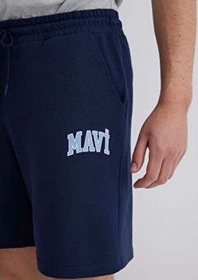 MAVİ - M0410224-70497 Erkek Lacivert Baskılı Şort